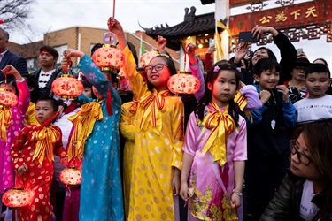 Kids at Lantern Parade, Cabramatta Moon Festival 2022