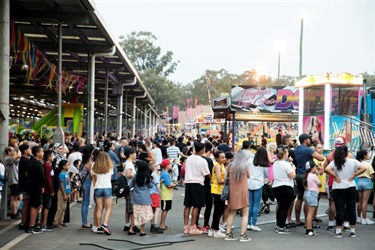 Crowd of people at amusement rides