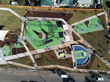 Aerial view of park equipment