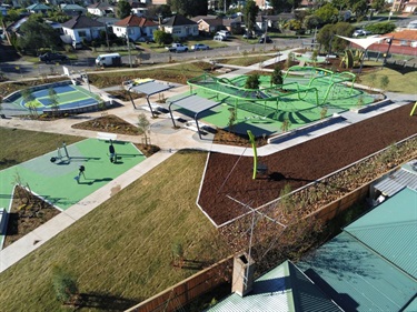 Aerial view of park equipment