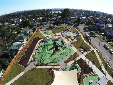 Aerial view of park equipment