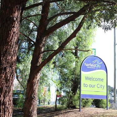 Fairfield City 'Welcome to our City' sign