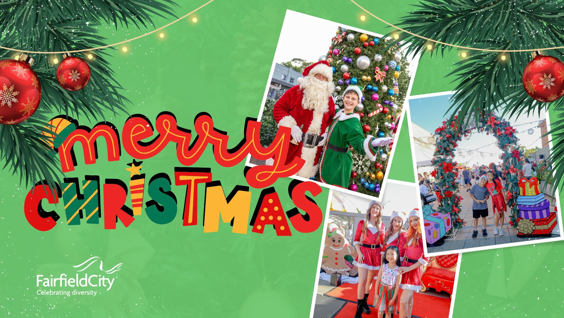 2025 Merry Christmas Banner for Town Centres landing page.