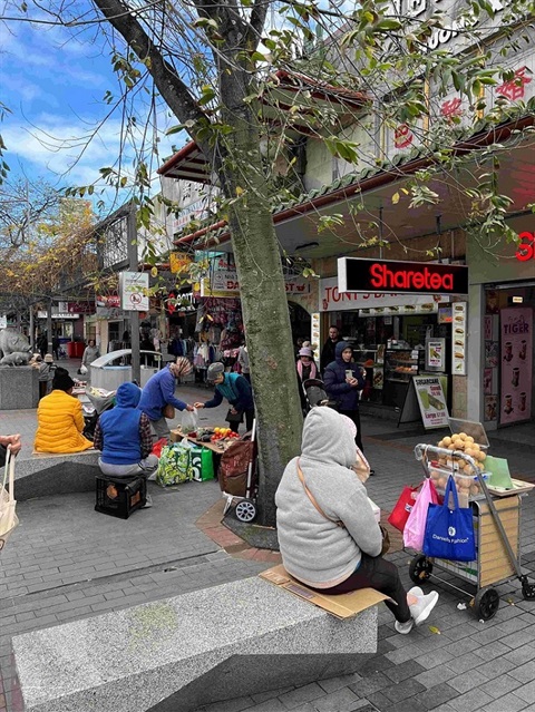 Illegal street vendors on John Street Cabramatta.