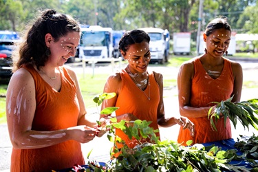 Three young women from Jannawi Dance Clan, photo by Kristina Cupac