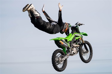 Freestyle motocross stunt.