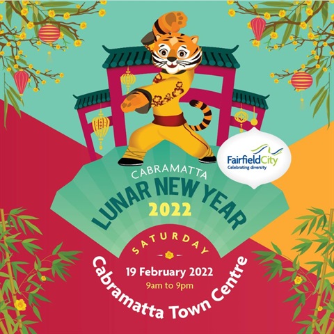 Lunar New Year 2022 poster with the Year of the Tiger logo