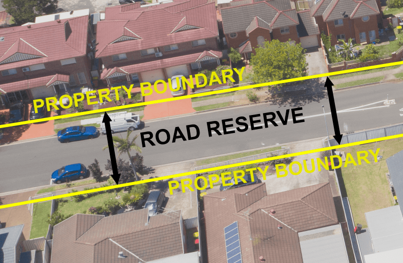 Road reserve boundaries in fairfield city LGA