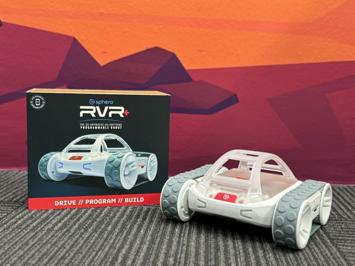 Sphero RVR+ robot car on lab floor