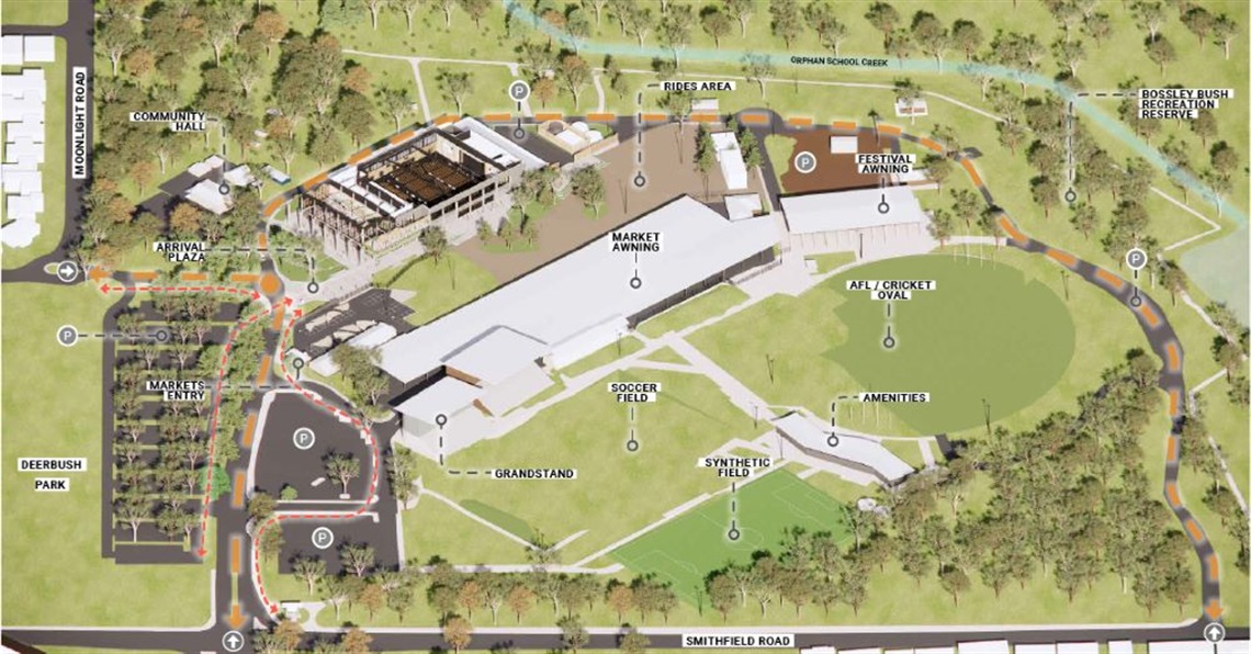 Map of Fairfield Showground with proposed Community and Events Centre