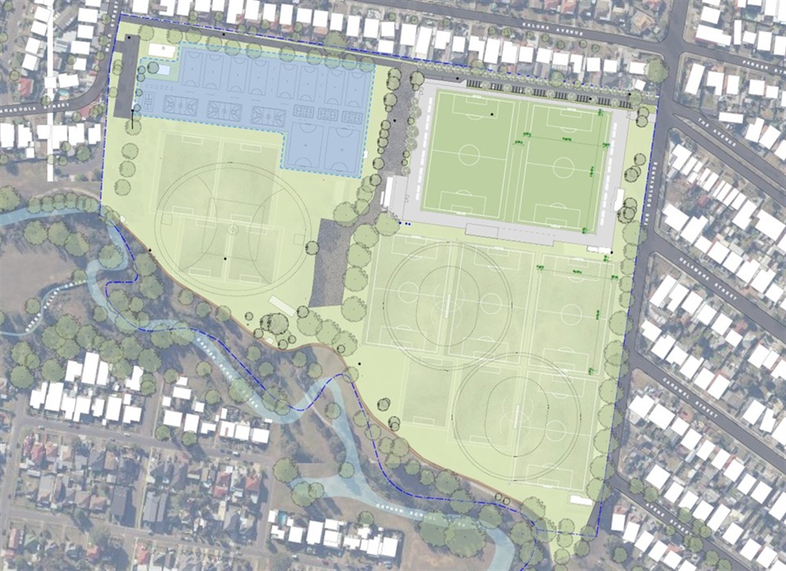Aerial plan of the Endeavour Sports Park upgrade
