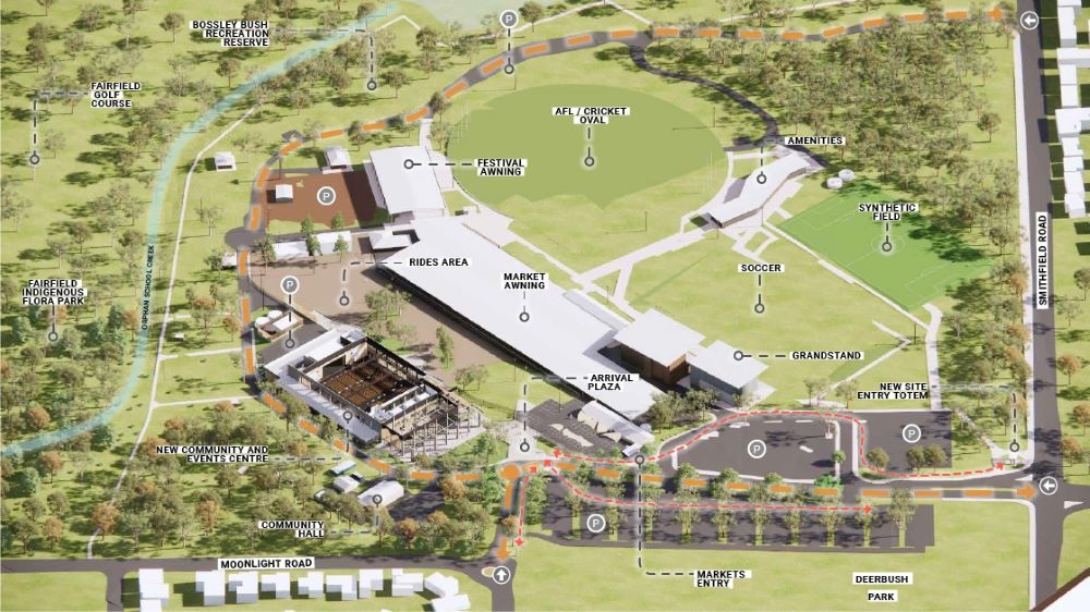 Map of Fairfield Showground with proposed Community and Events Centre