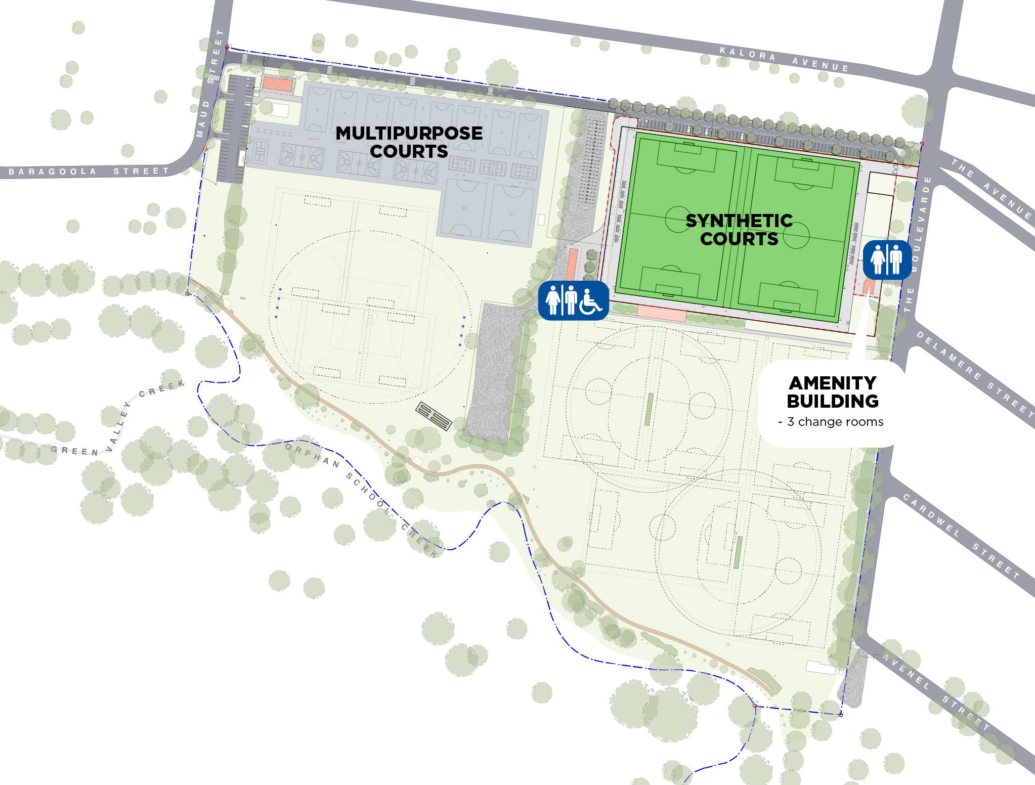 Endeavour Sports Park Upgrade map.