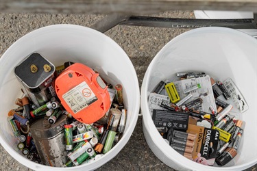 2 containers of batteries waste.