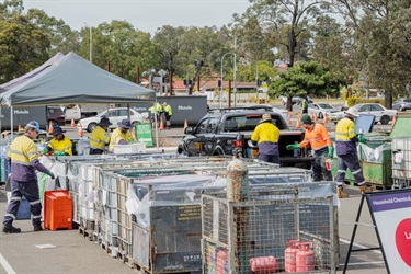 Staff working at the clean-out event.