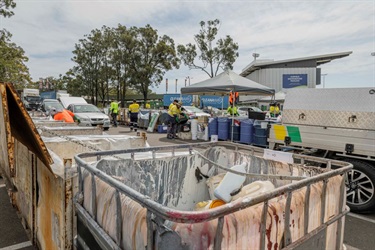 A scene from the Clean-out event when staff is working.