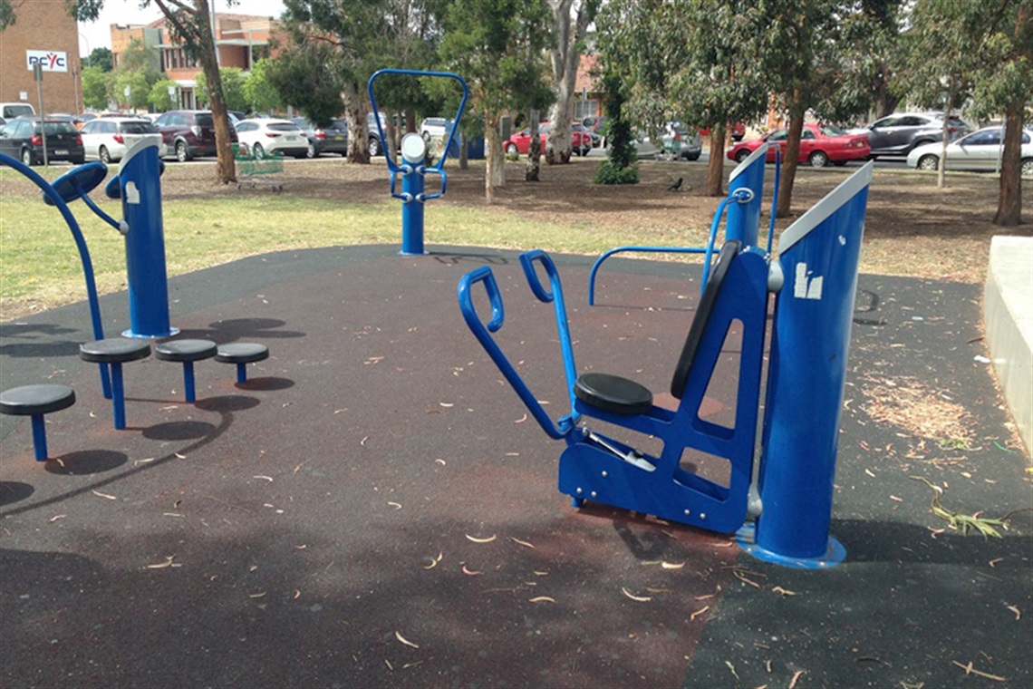 Outdoor fitness equipment at Cabravale Memorial Park