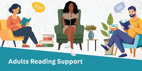 Illustration of an adult reading support session.